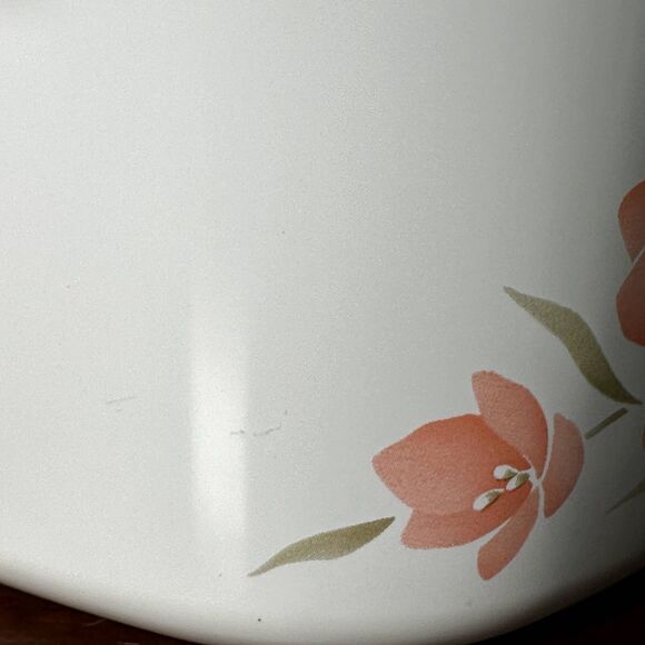 Vintage CorningWare 3L A-3-B Casserole Dish w/ Lid - Peach Floral Retro Kitchen - Picture 7 of 9